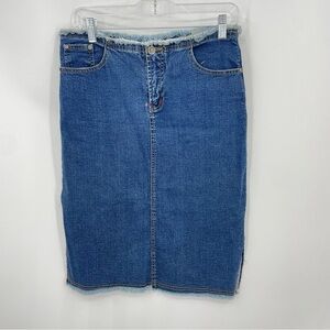 TBY To be young Jeans blue Denim midi Skirt vintage  y2K Sz 31 side slits